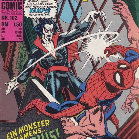 Dr. Michael Morbius and Spider-man from Marvel comics.